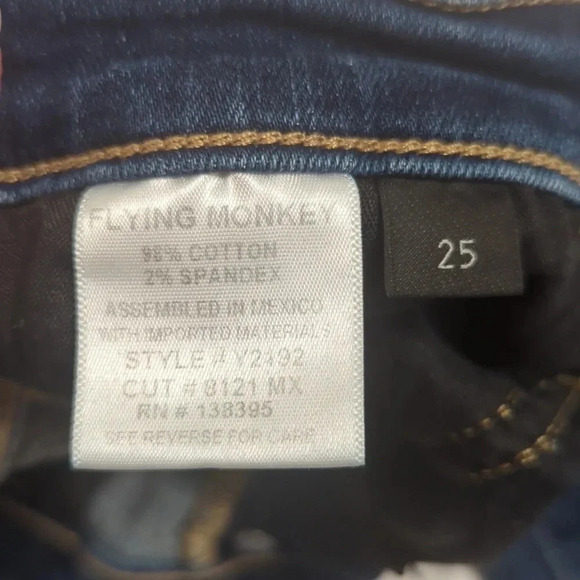 Flying Monkey High Rise Button Fly Skinny Jeans, Color Dark Wash Size 25 - Picture 15 of 15